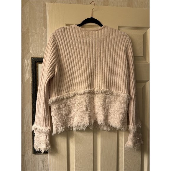Club Monaco wool sweater fringe cream‎ Zip size large - Picture 4 of 4